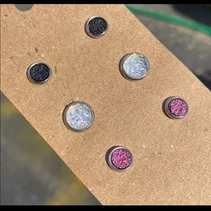 NEW Faux Druzy Stud Earrings Set